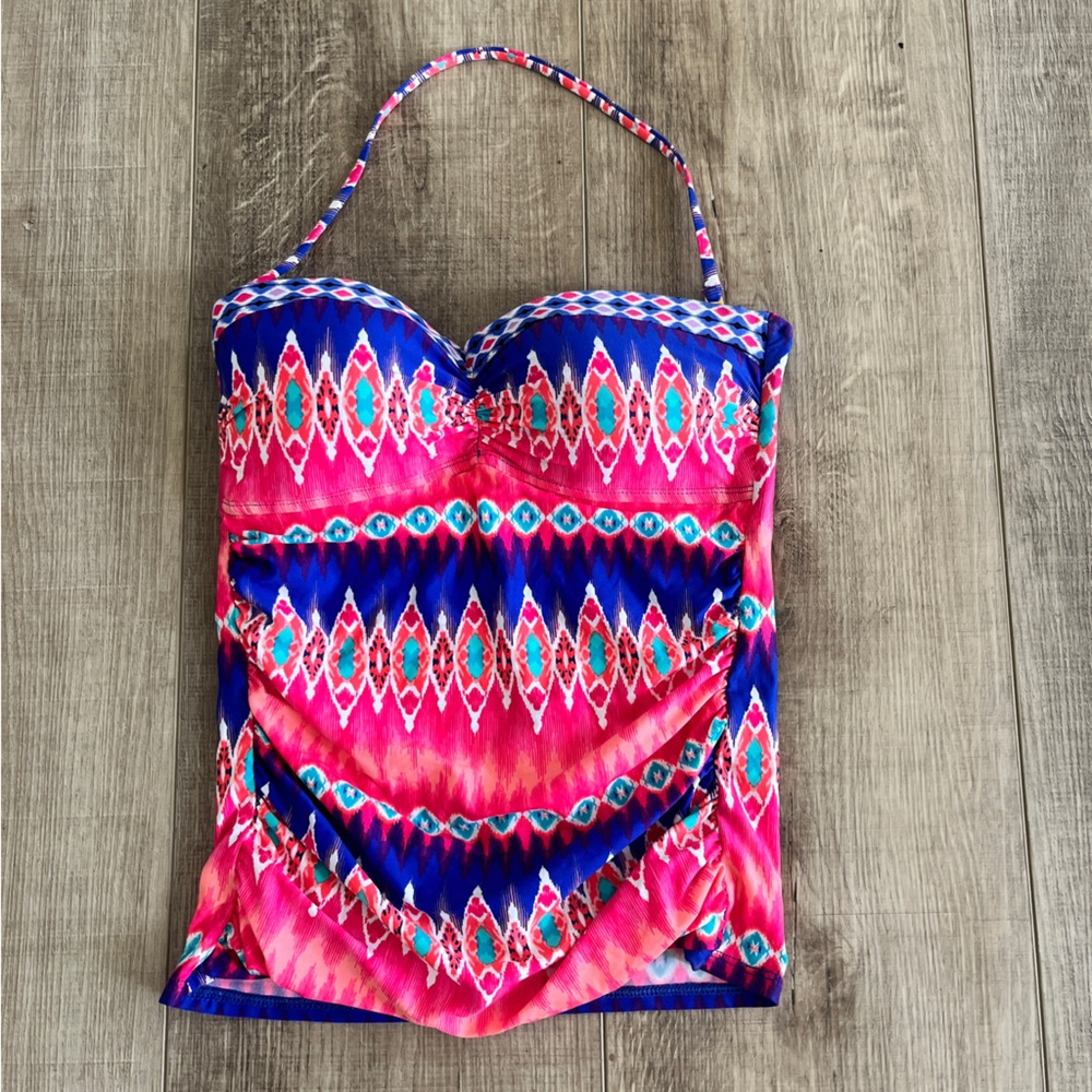 NWOT La Blanca Island Goddess Sz 6 Tankini Top Halter Ruched Sides no underwire